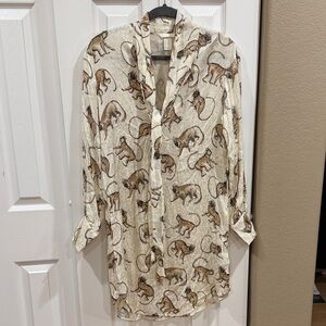 H&M Monkey Ivory and Brown sheath dress size 4